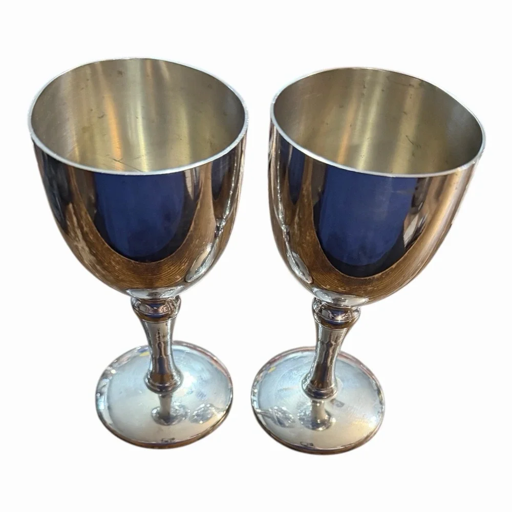 Empire Pewter Wine Water Goblets Chalices Wedding Set of (2)